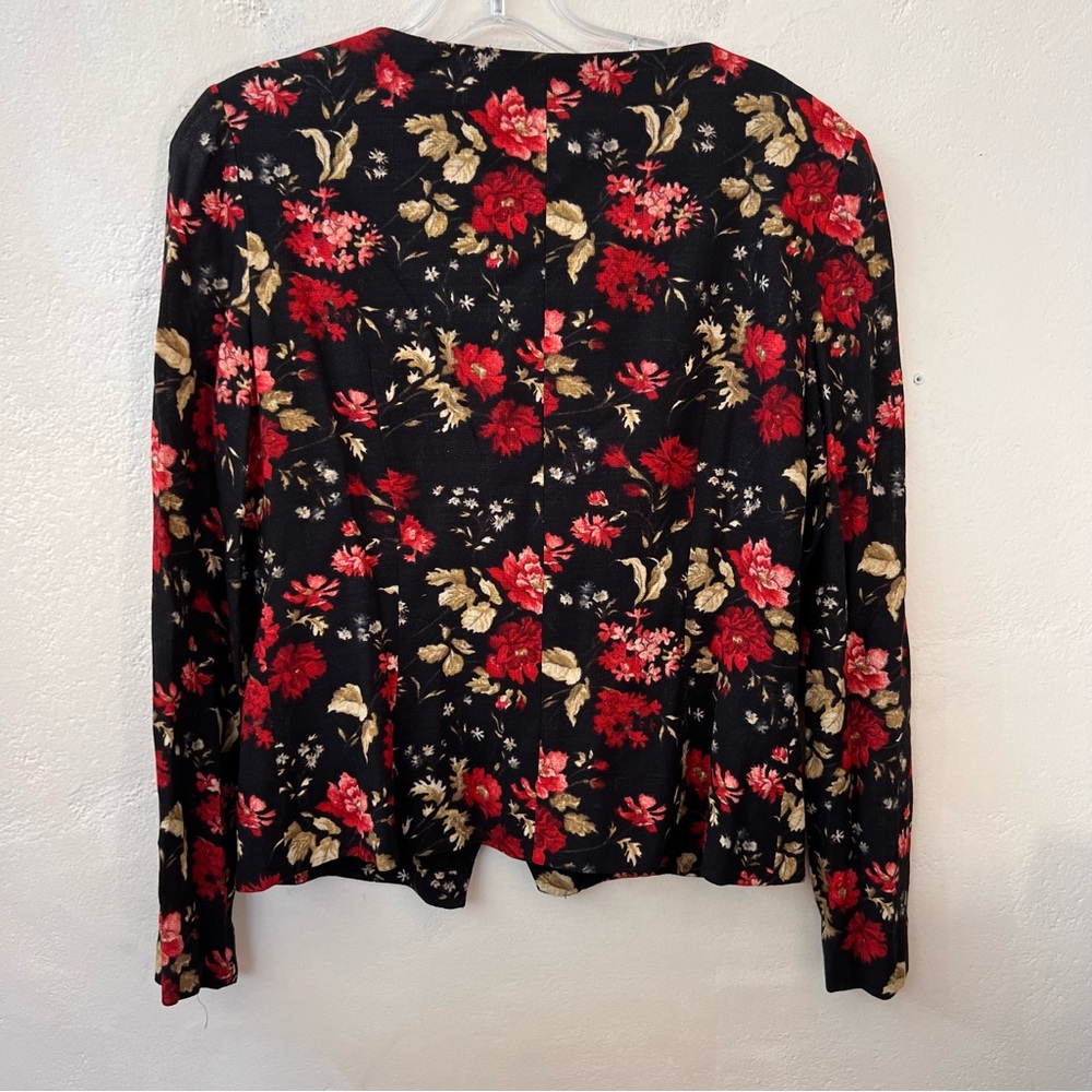LIZ CLAIBORNE Vintage Skirt Set Black w Flowers Button Top Straight Skirt Size 8 - Picture 4 of 12